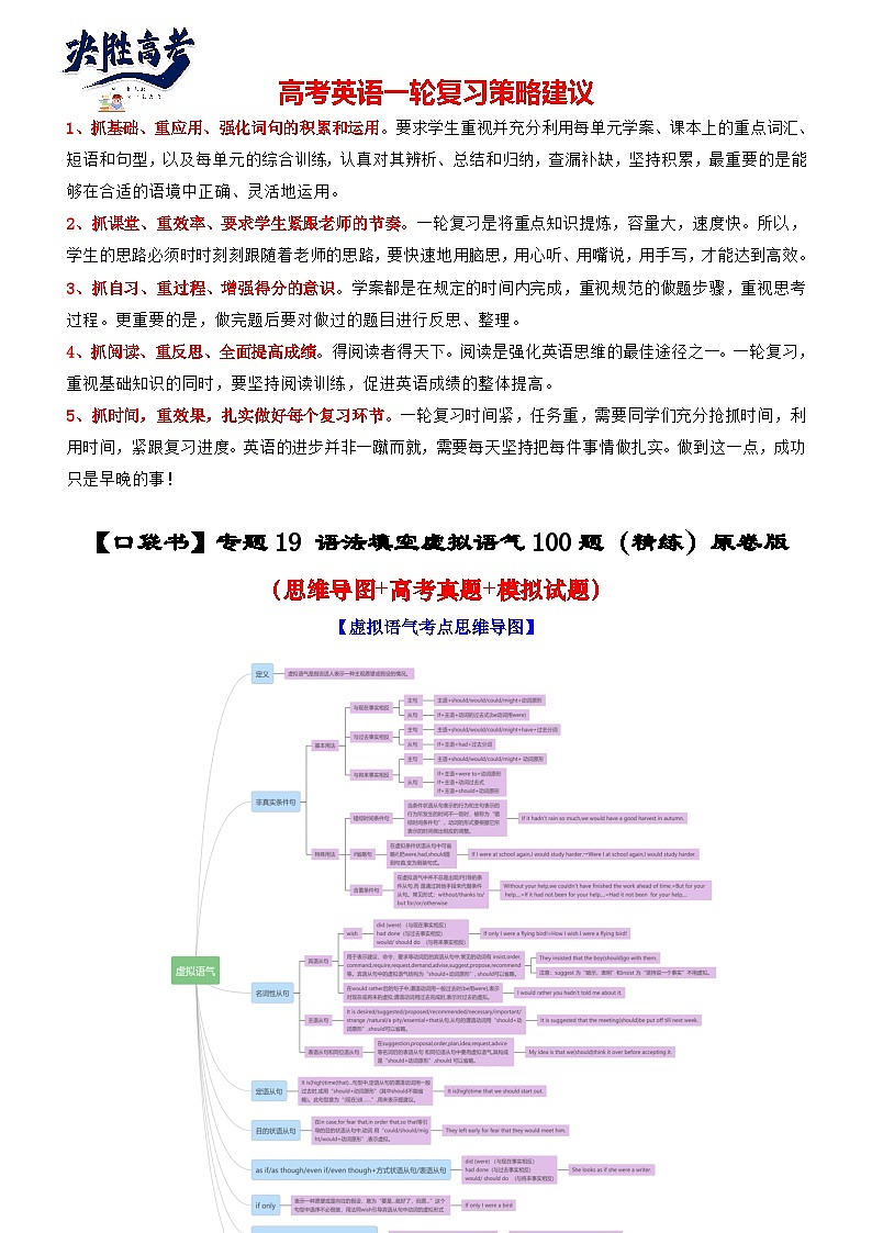 专题19 语法填空虚拟语气100题（精练）--【知识大盘点】2024高考英语一轮复习知识大盘点红宝书01