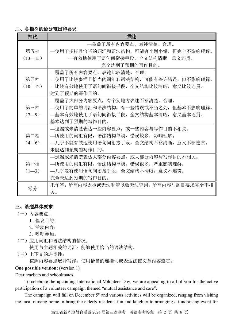 1_浙江省新阵地教育联盟2024届第三次联考英语答案第2页