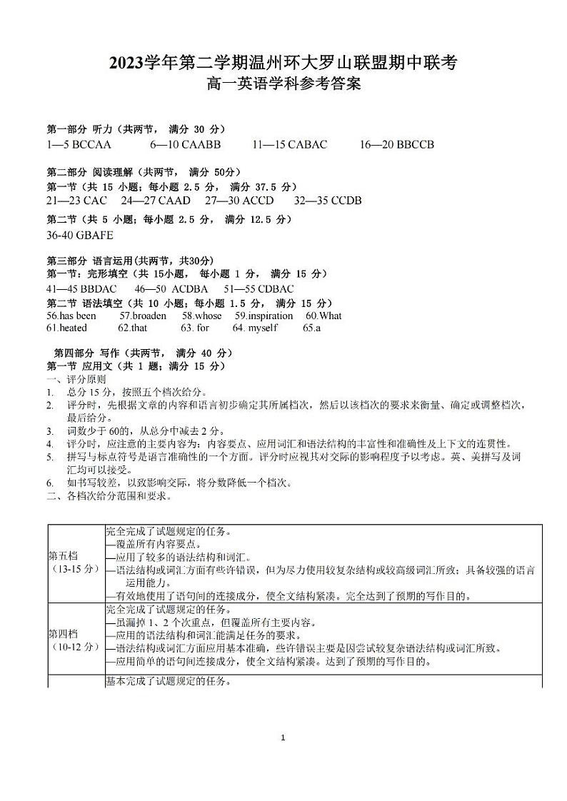 英语答案第1页