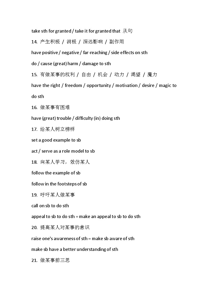 高中英语考试作文必备-万金油词组+句型第3页