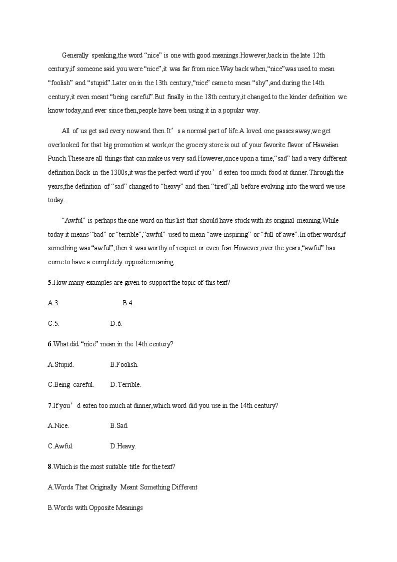 外研版高考英语一轮复习必修第一册 Unit6 At one with nature练习含答案第3页