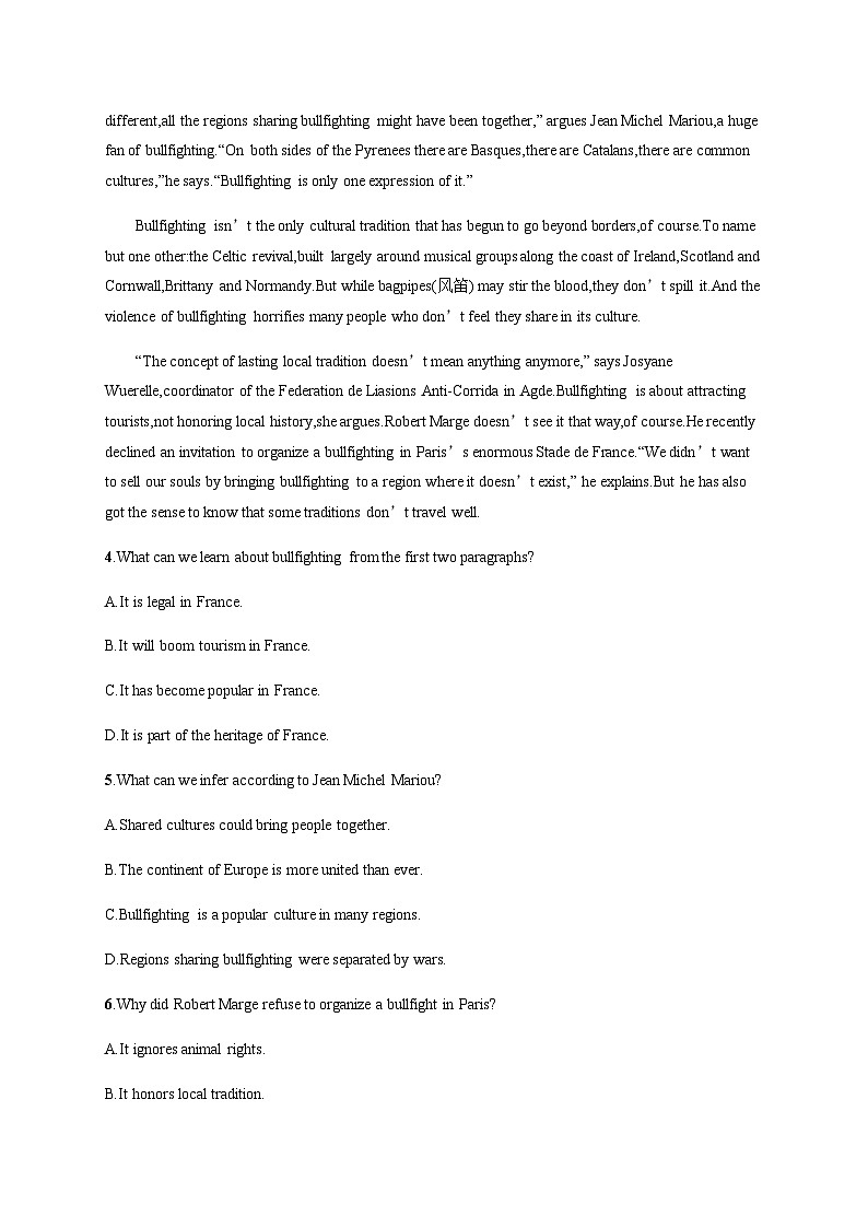 外研版高考英语一轮复习必修第二册 Unit4 Stage and screen练习含答案第3页