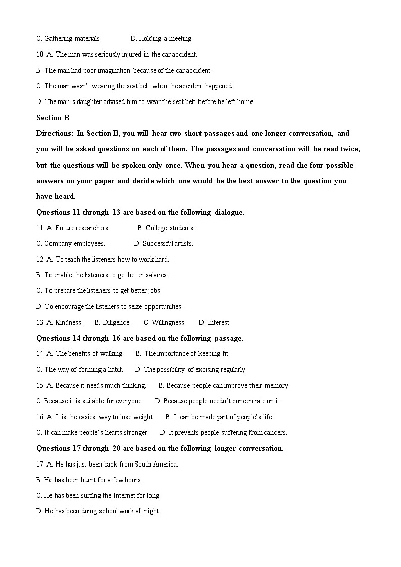 上海市宝山中学2023-2024学年高一下学期期中英语考试卷（原卷版+解析版）02