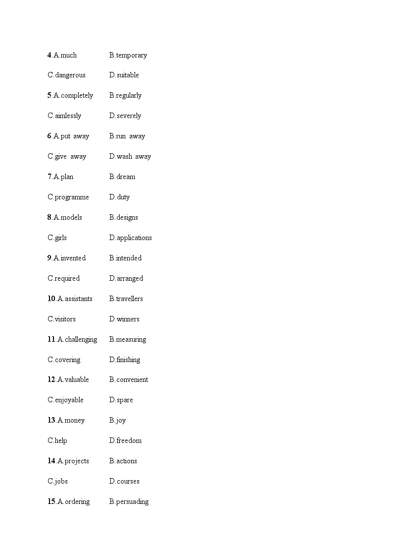 新教材（广西专用）高考英语二轮复习30分语言运用限时满分练(四)含答案02