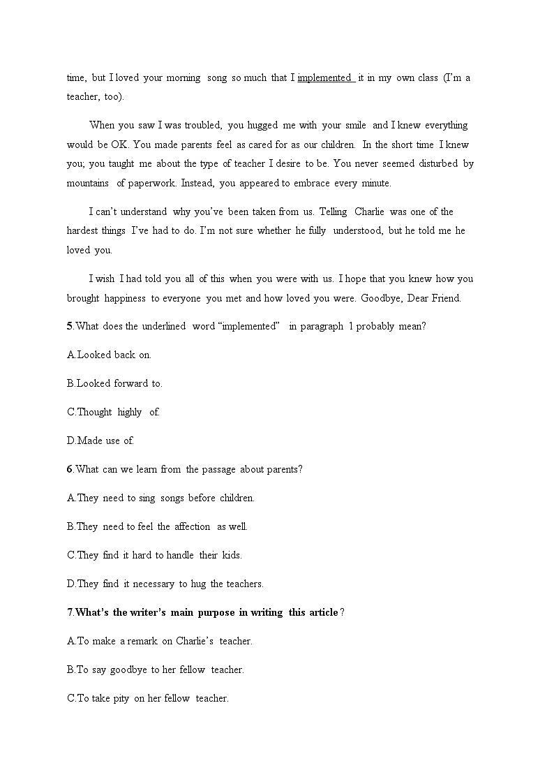 新教材（广西专用）高考英语二轮复习考点分类练(三)推理判断题——写作意图类含答案第3页