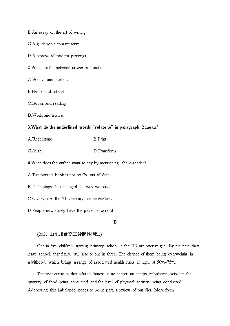 新教材（广西专用）高考英语二轮复习考点分类练(十)词句猜测题——词语猜测类含答案第2页