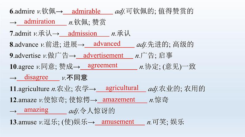 新教材（广西专用）高考英语二轮复习背词形转换核心词汇课件03