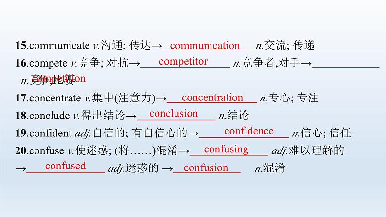 新教材（广西专用）高考英语二轮复习背词形转换核心词汇课件07