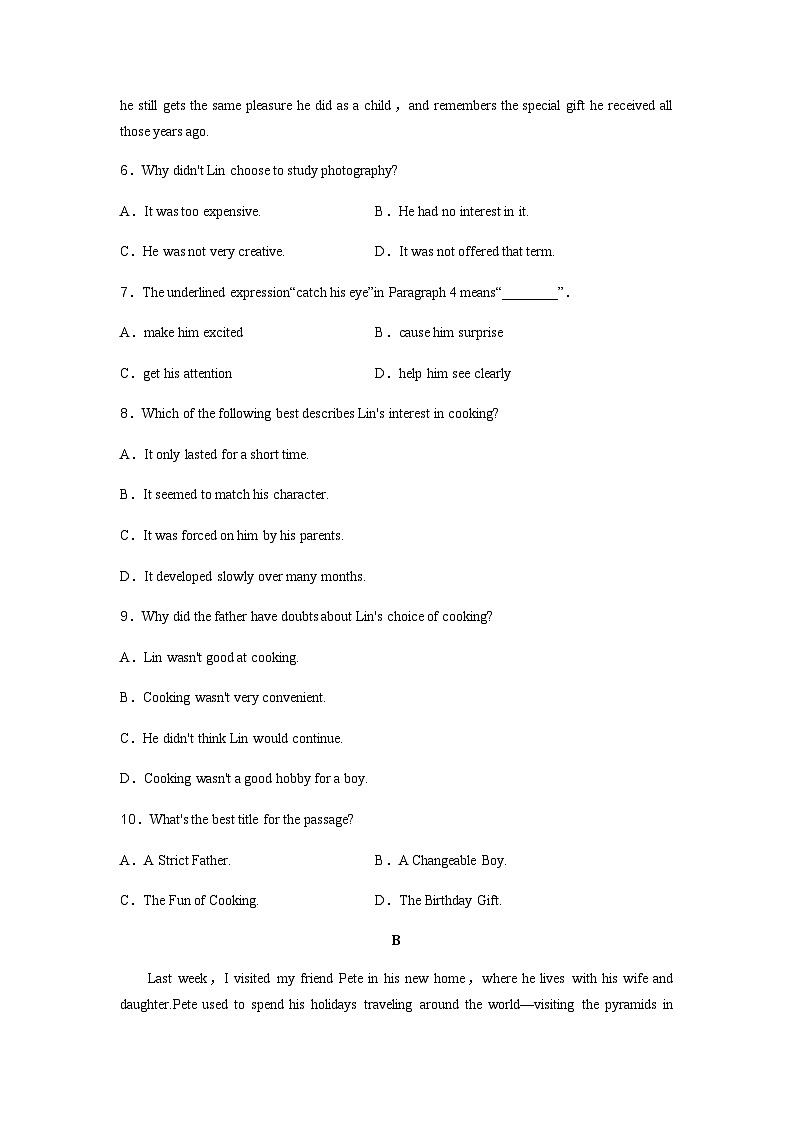 普通高中英语学业水平合格性考试模拟测试卷(四)含答案第3页