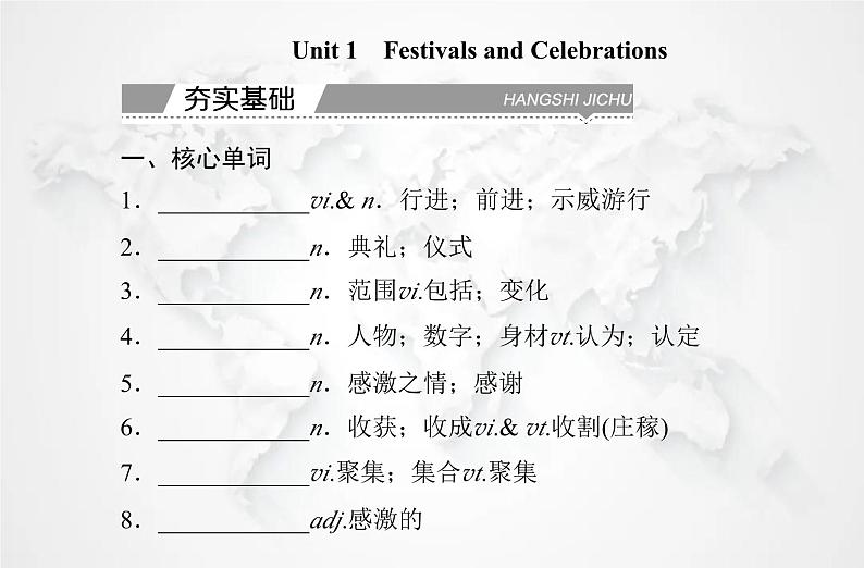 高中英语学业水平测试复习必修第三册Unit1 Festivals and Celebrations课件02