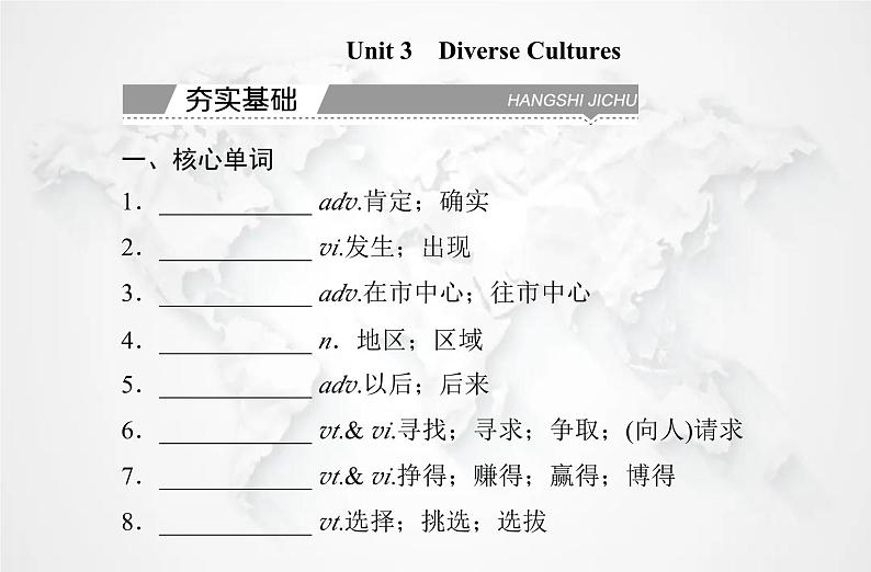 高中英语学业水平测试复习必修第三册Unit3 Diverse Cultures课件02