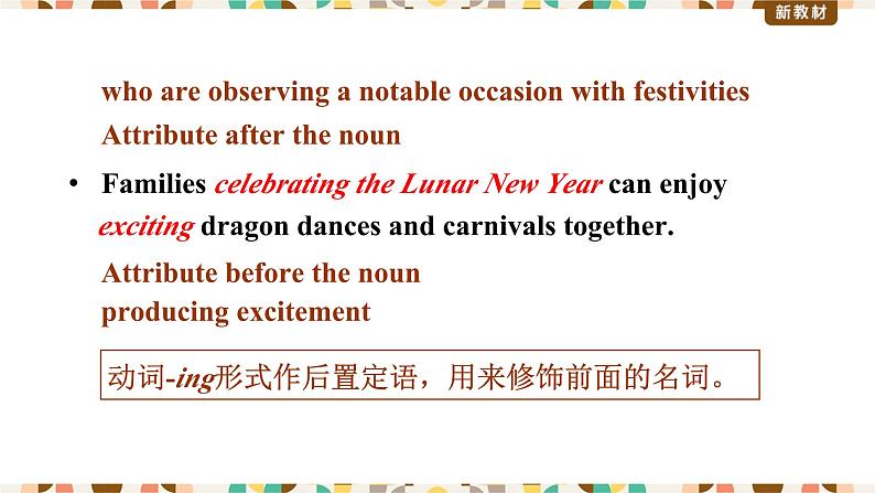 人教新教材必修3 Unit1 FESTIVALS AND CELEBRATIONS Discovering Useful Structures课件第8页