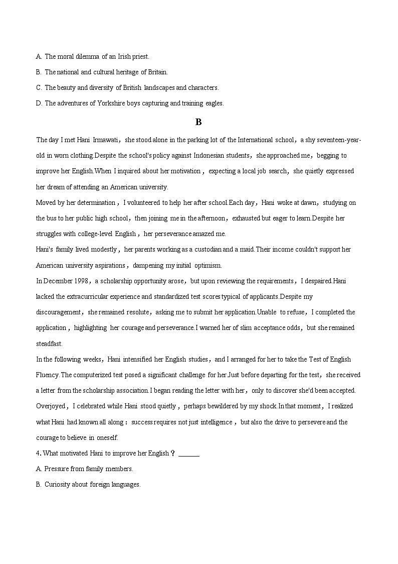 2024年浙江省宁波市高考英语二模试卷（含详细答案解析）02