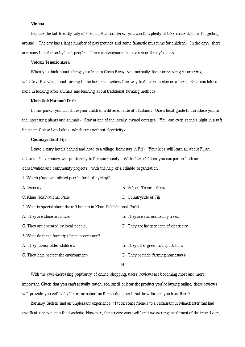 吉林省白城市洮南市第一中学2023-2024学年高一下学期4月期中英语试题（原卷版+解析版）03