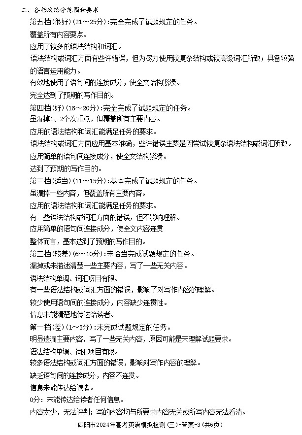 2024咸阳高三下学期三模考试英语含答案03