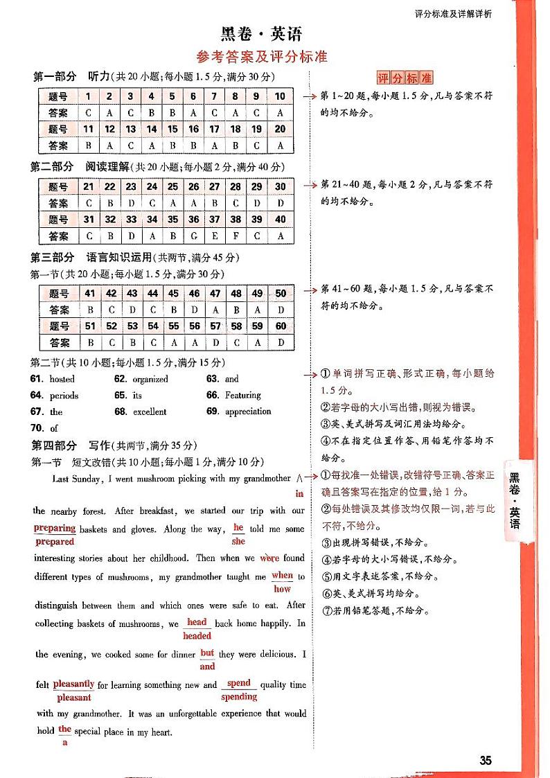 2024黑白卷_黑卷英语参考答案第1页