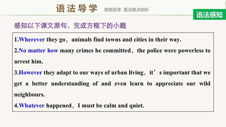 高中外研版英语新教材选修第2册课件+讲义  Unit 6 第04讲  Grammar—Adverbial clauses with ­ever and no matter05