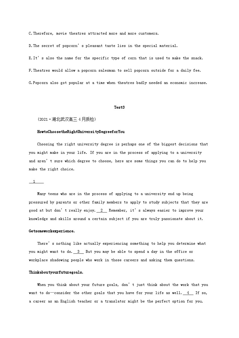 新高考（广西专版）2024届高考英语二轮总复习七选五能力升级练题型针对练三段中句类含答案第3页