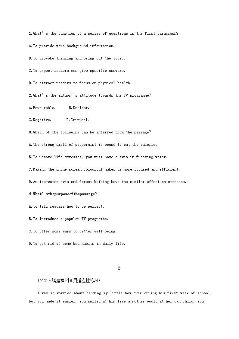 新高考（广西专版）2024届高考英语二轮总复习阅读理解能力升级练考点分类练三推理判断题写作意图类含答案第2页