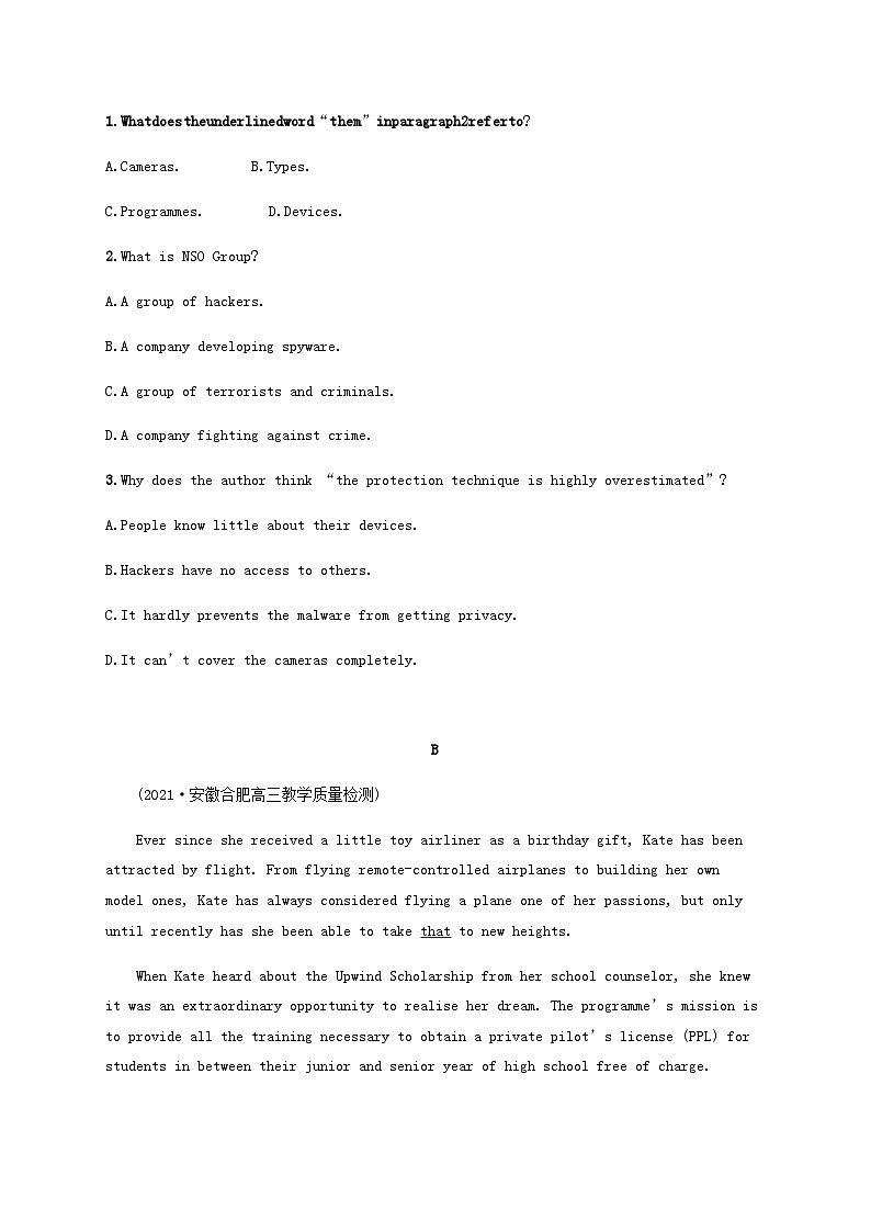 新高考（广西专版）2024届高考英语二轮总复习阅读理解能力升级练考点分类练十一词句猜测题代词指代类含答案02