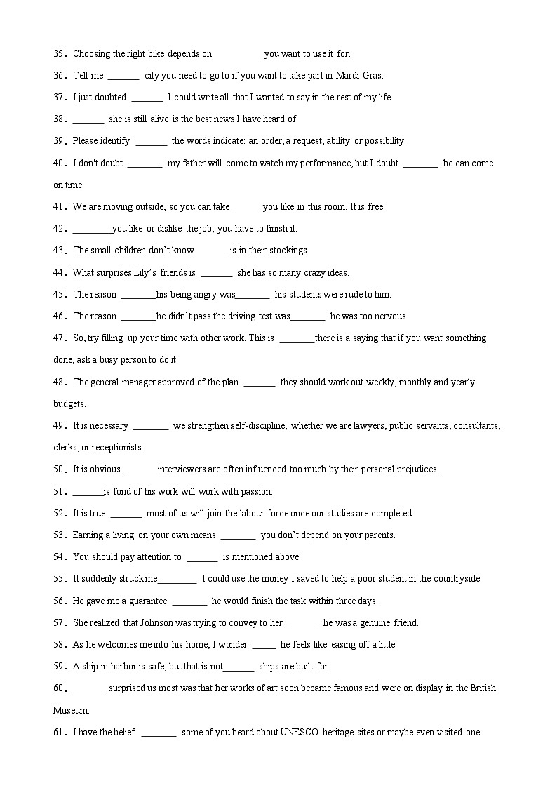 专题13 名词性从句100题-备战2024高考英语语法填空专项分类训练（高考真题+名校模拟真题）03