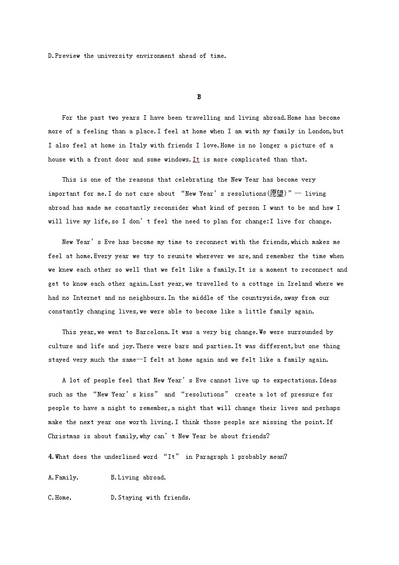 2025届高考英语一轮复习专项练习必修第一册WelcomeUnit阅读题组__练速度含答案03