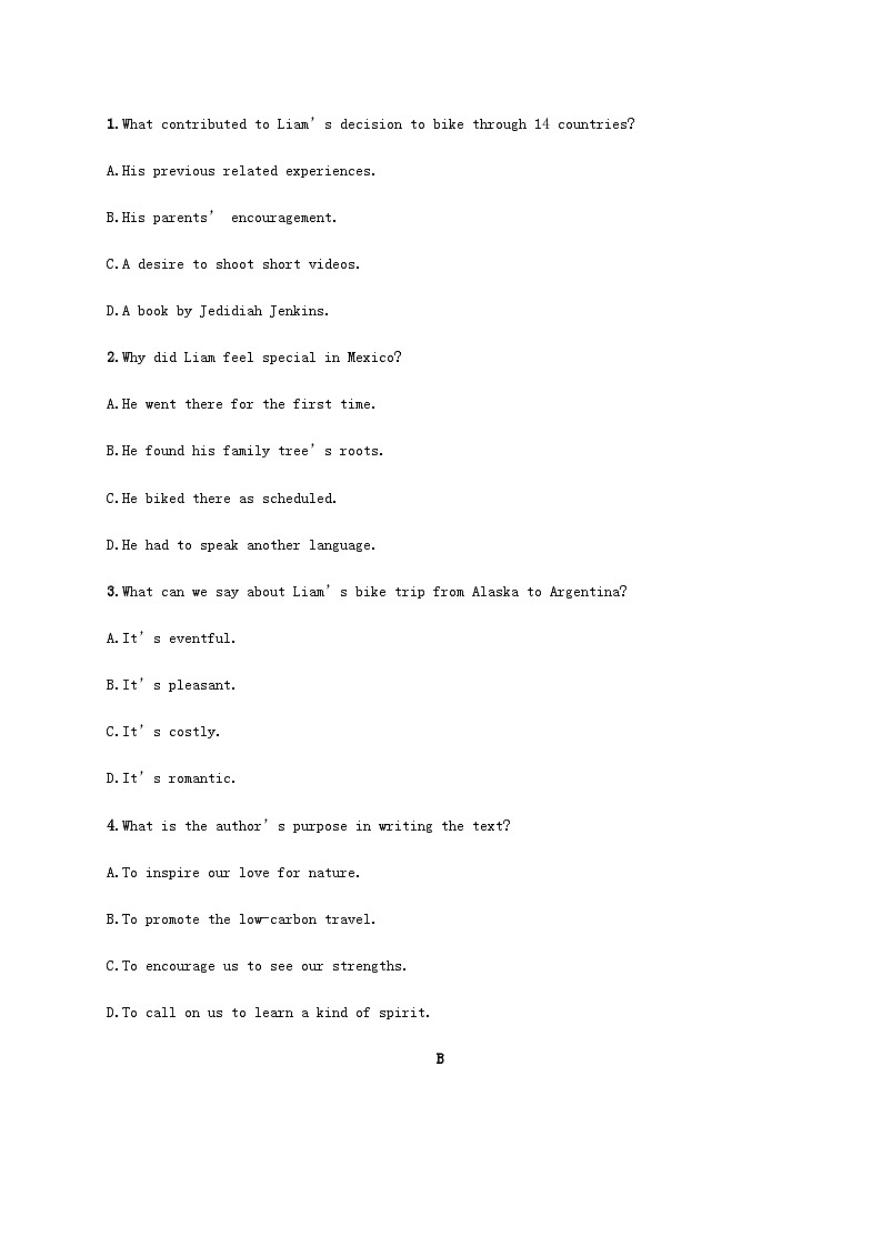 新人教版2025届高考英语一轮复习课时练Unit2TravellingAround必修第一册含答案02