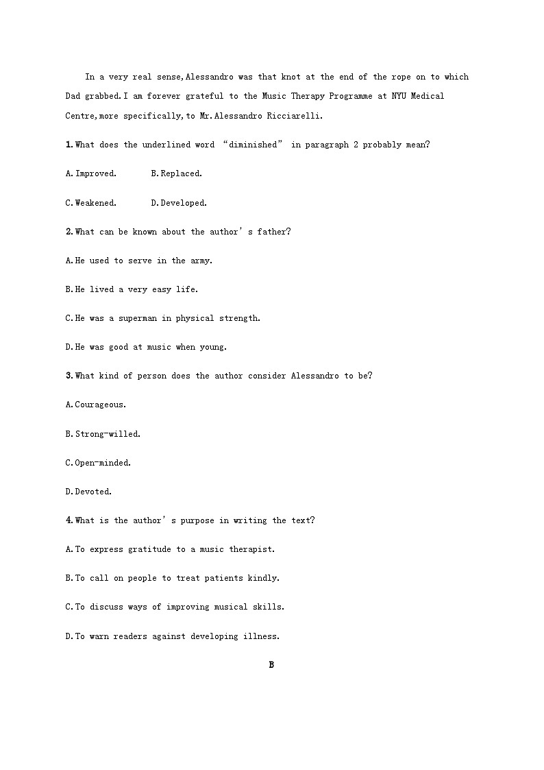 新人教版2025届高考英语一轮复习课时练Unit5Music必修第二册含答案02