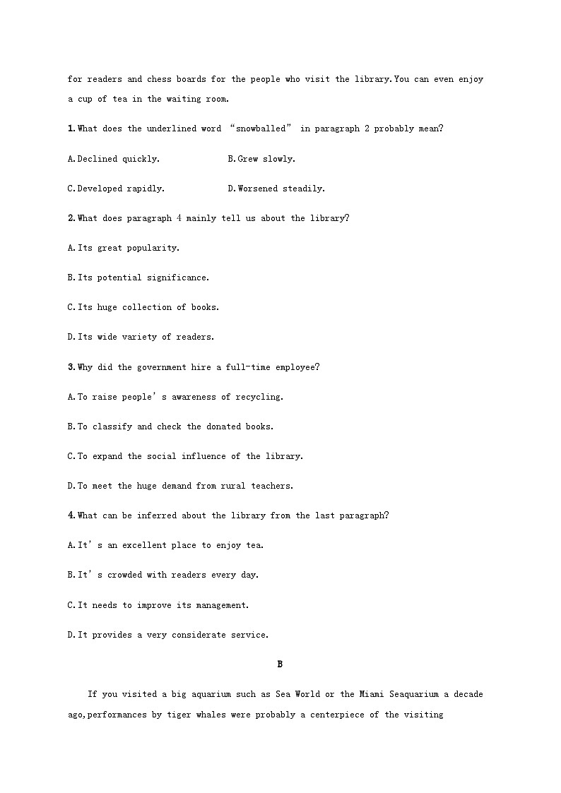 新人教版2025届高考英语一轮复习课时练Unit3EnvironmentalProtection选择性必修第三册含答案02