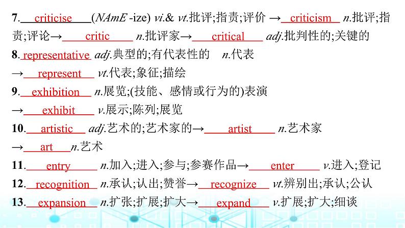 新人教版2025届高考英语一轮复习Unit1Art选择性必修第三册课件第7页