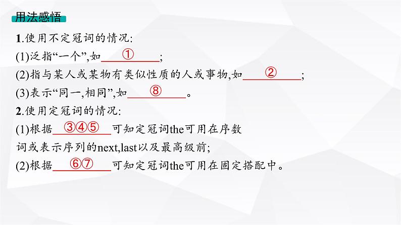 外研版2025届高考英语一轮复习语法突破专题5第1讲冠词课件05