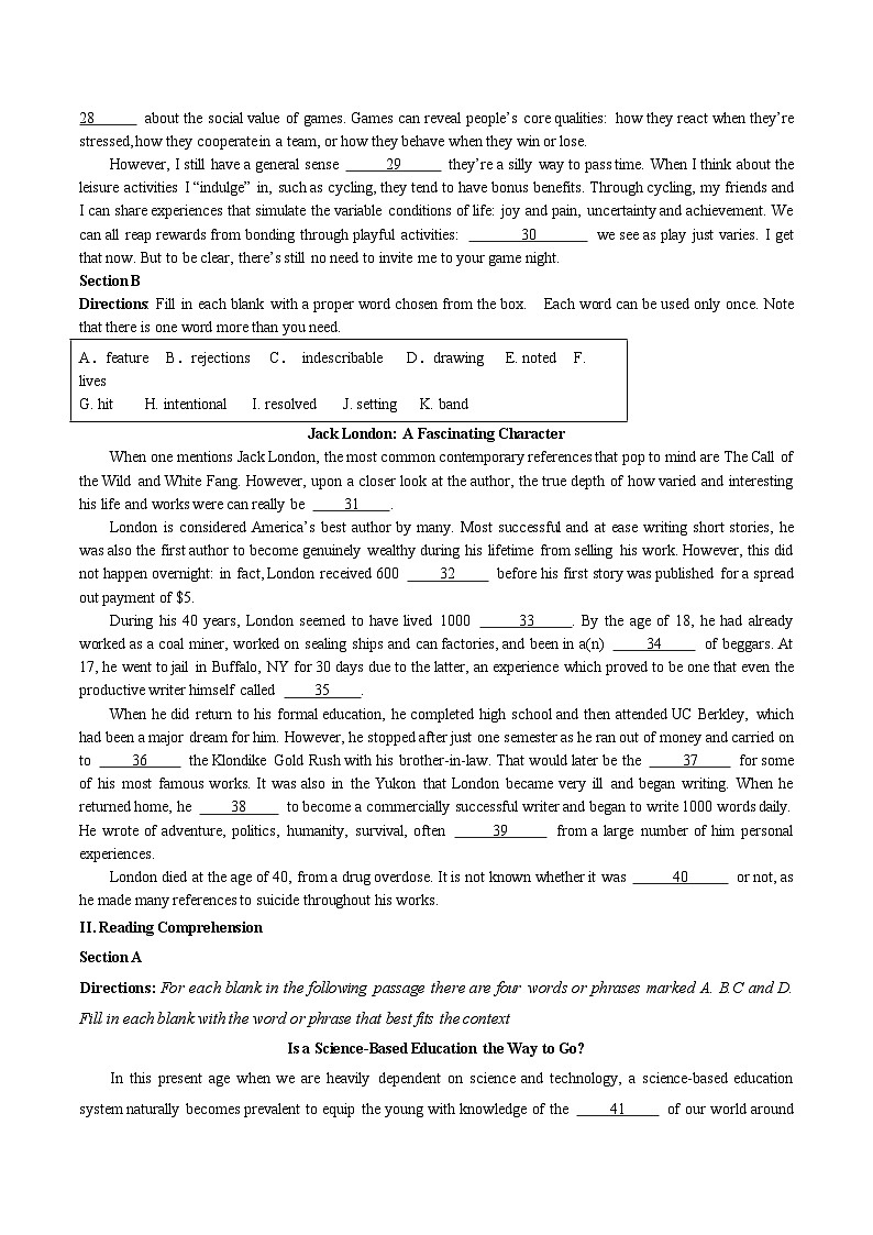 英语 (上海卷01) （含考试版+听力+答案+解析+答题卡）-2024年高考押题预测卷03