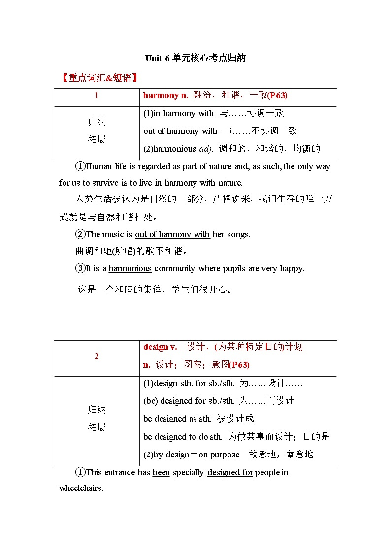 外研版（2019）必修一~Unit 6-At one with nature单元核心考点归纳01