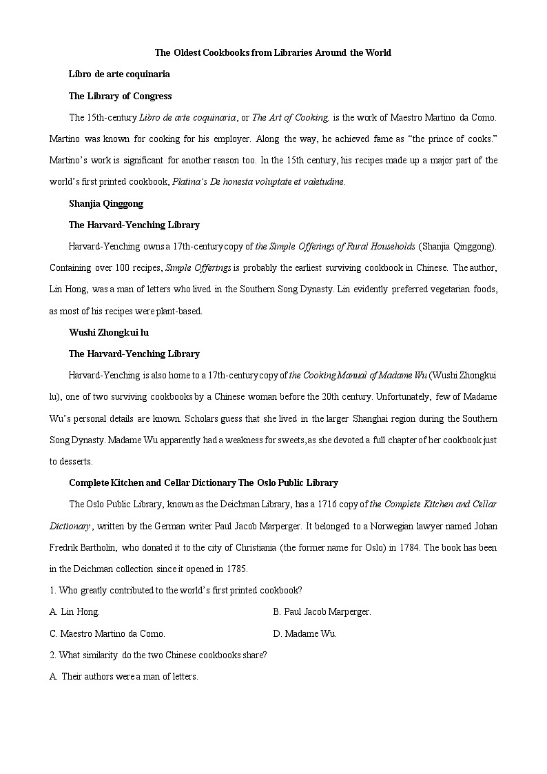 四川省广安市育才学校2023-2024学年高二下学期期中考试英语试题（原卷版+解析版）03