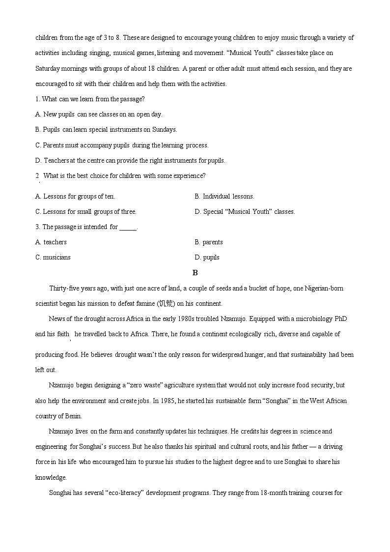 广东省江门市鹤山市鹤华中学2023-2024学年高二下学期期中考试英语试题（原卷版+解析版）02