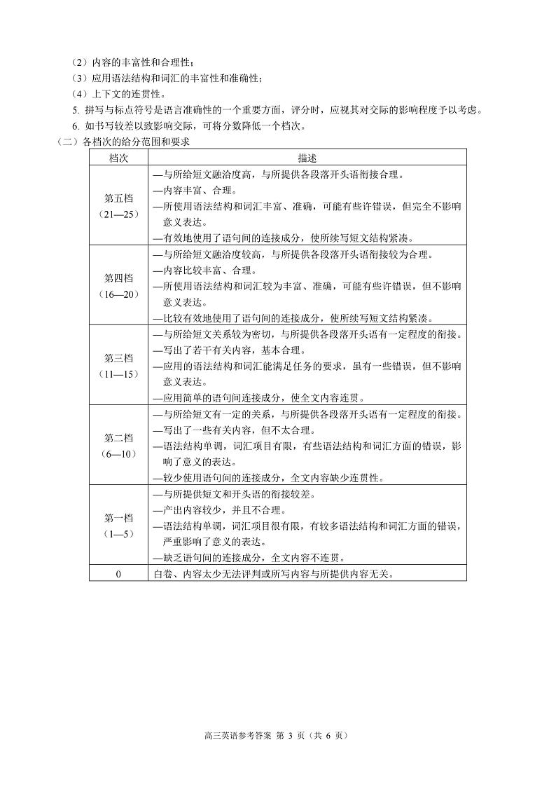 高三英语参考答案及听力原文第3页