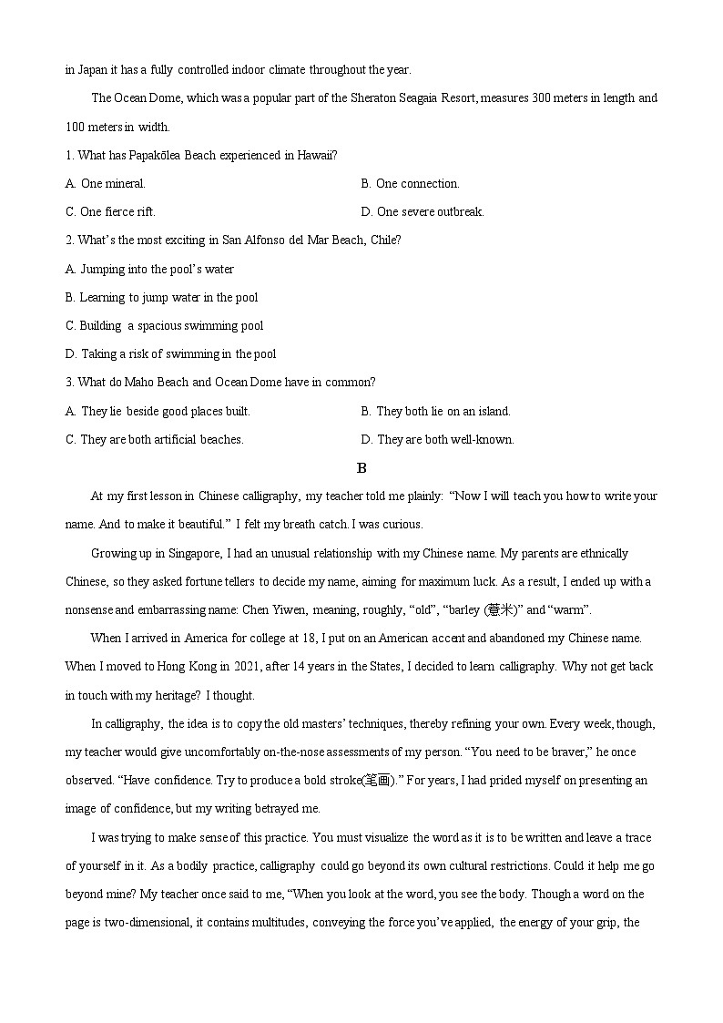 2024年广东省梅县东山中学高三下学期考前模拟英语试题（原卷版）第2页