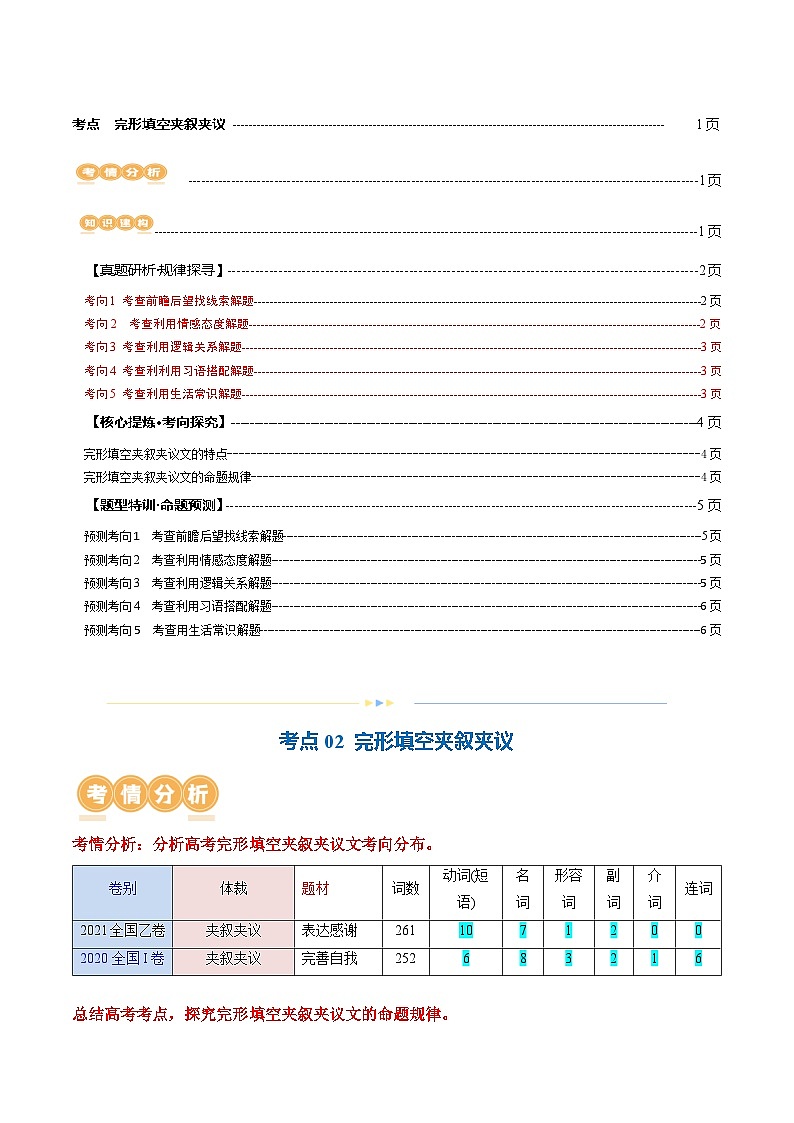 专题02 完形填空之夹叙夹议（讲义）-2024年高考英语二轮复习讲义（新教材新高考）02