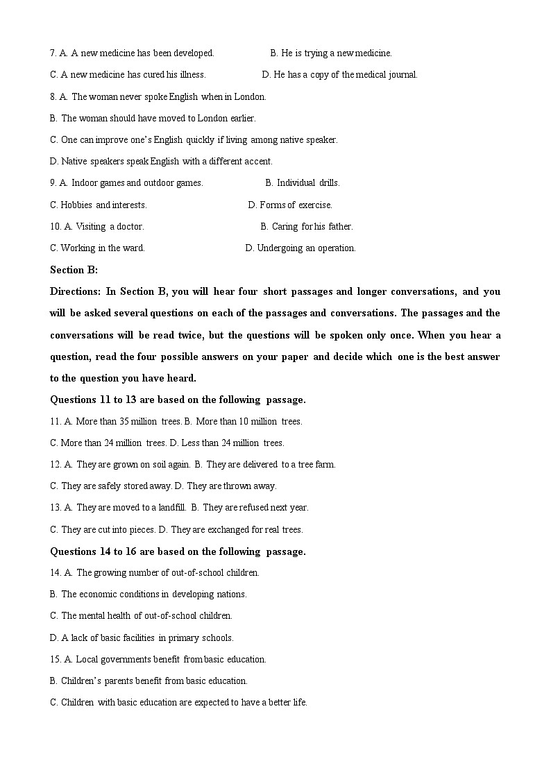 176，上海市复旦大学附属中学青浦分校2023-2024学年高三下学期3月质量检测英语试题第2页