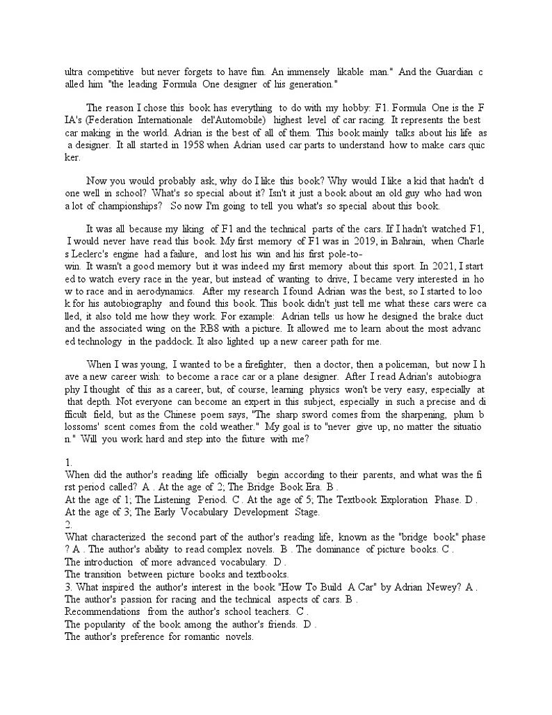 2024届高考英语时文阅读外刊精选精练专题28 读书与梦想02