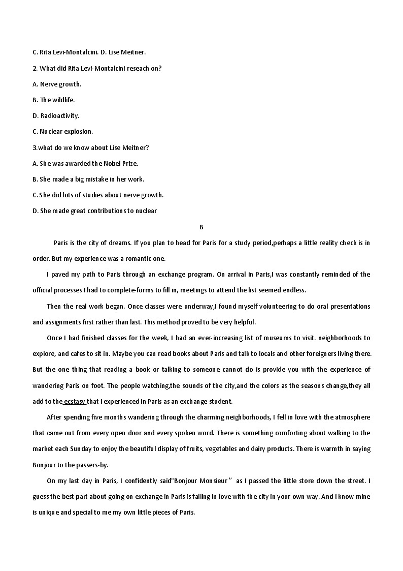 2024届山东省菏泽外国语学校高三英语考前模拟卷二（含答案）第2页