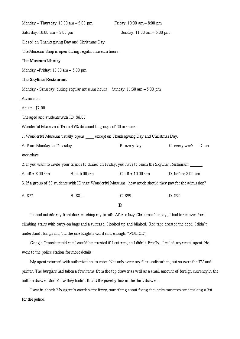 江西省南昌市第二中学2023-2024学年高一下学期5月期中英语试题（原卷版+解析版）03