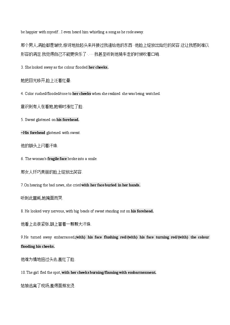 专题12  2024届高考英语二轮复习读后续写：外貌描写 学案素材03