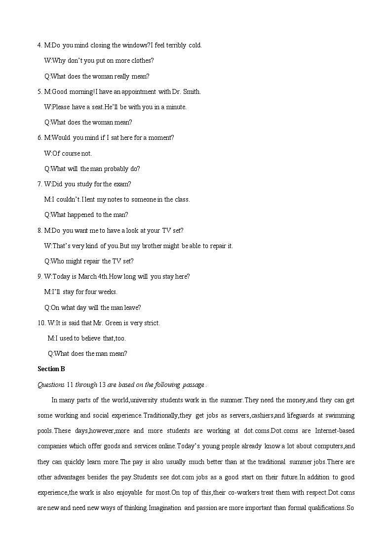 备考2024新高考英语听力 15(音频+试题+答案+文本)02