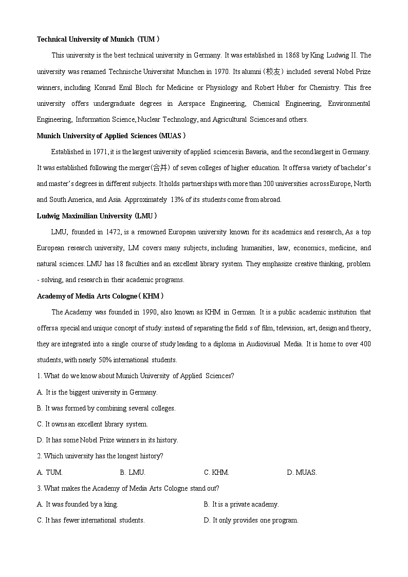 湖南省长沙市南雅中学2023-2024学年高二下学期5月月考英语试题（学生版+教师版）03