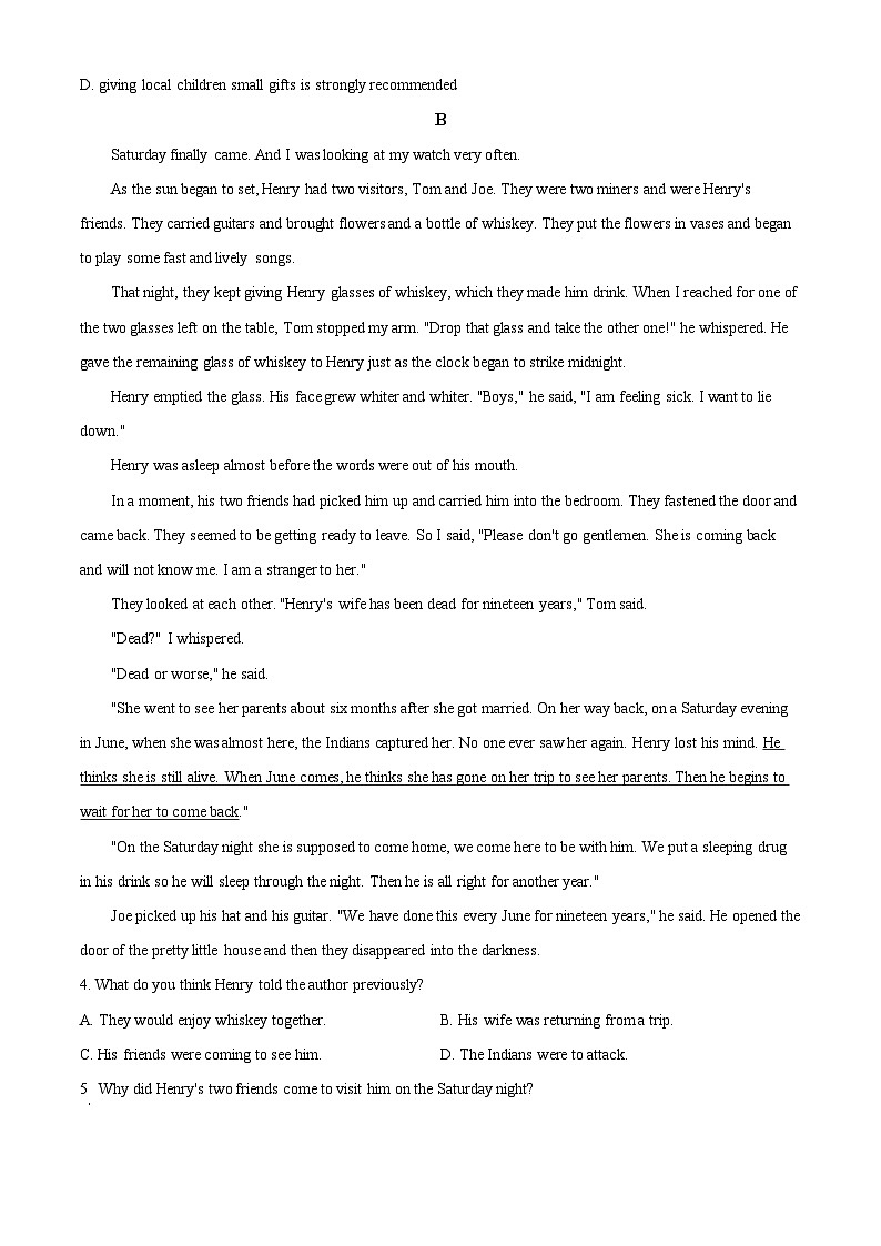 内蒙古自治区通辽市科尔沁区通辽市第一中学2023-2024学年高二下学期5月期中英语试题（学生版）第3页