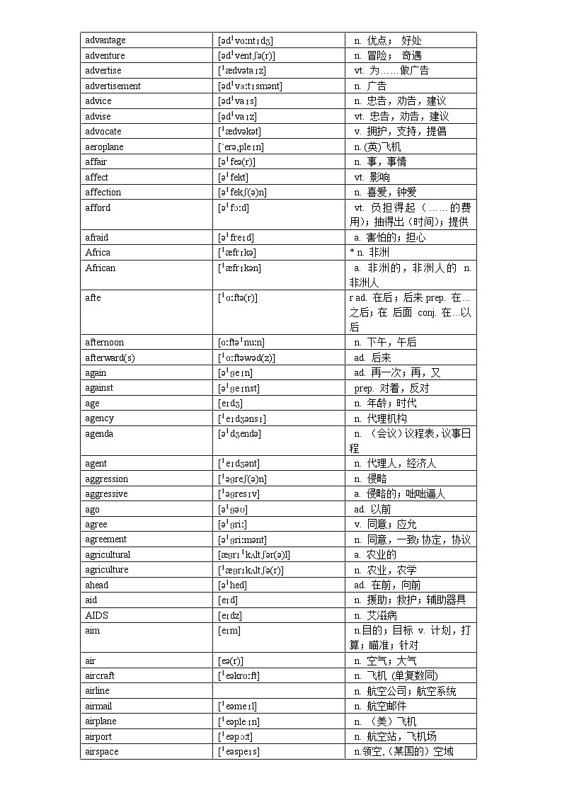 2024高中英语高考必备词汇表格排版3500词 复习备考专题（通用版）03