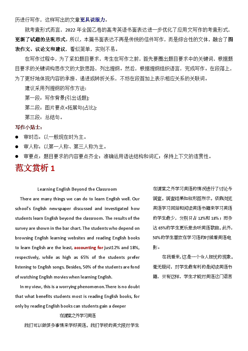 高考英语小作文全解全析专题10 2022年乙卷02