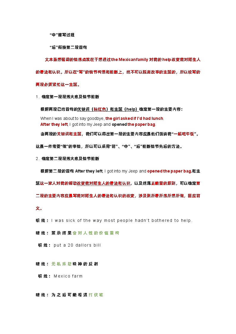 高考真题之读后续写09 2021年1月八省联考•好心的墨西哥一家  已查看03