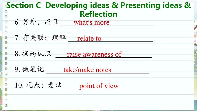 高中英语外研选择性必修第一册 Unit 6  Section C  Developing ideas & Presenting ideas & Reflection  PPT课件07